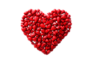 Collection of red strawberries arranged in a heart shape png