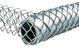 Metal mesh tubing with a spiral design on a transparent background png