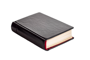 Classic black book with red edge on a transparent background png