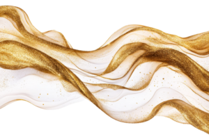 Golden abstract waves flowing smoothly with a transparent background png