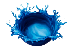 Dynamic blue water splash creating a circular pattern png