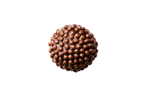 Chocolate sphere with a textured surface on a transparent background png