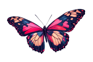 Bright butterfly with pink and blue wings on a plain background png