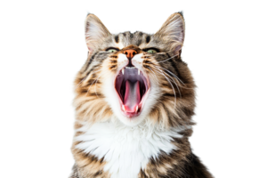 Cat yawning with a transparent background showcasing its expression png