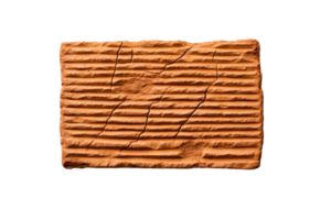 Textured clay brick with horizontal lines on a transparent background png