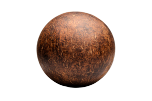 Natural brown sphere with textured surface on transparent background png