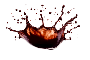 Chocolate splash creating dynamic patterns on a transparent background png