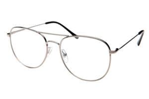 Stylish silver frame eyeglasses with a transparent background png