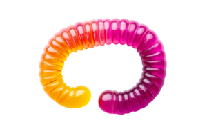 Colorful gummy worm with transparent background for playful design png