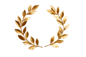 Decorative golden laurel wreath design with transparent background png