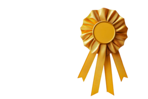 Award ribbon in gold with a smooth surface and flowing ribbons png