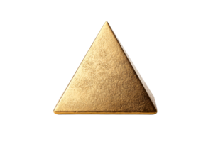 Gold triangular sculpture with smooth surface and sharp edges png