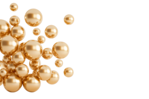 Golden spheres floating against a transparent background png