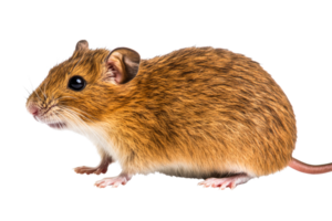 Brown rodent with soft fur standing on transparent background png