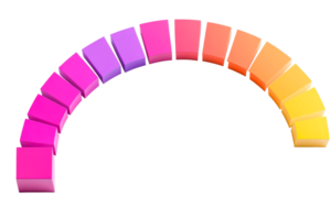 Colorful gradient blocks arranged in a curved pattern during daylight png