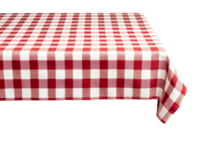 Classic red and white checkered tablecloth on transparent background png