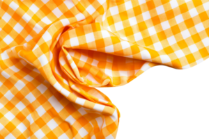 Yellow checked fabric with folds on a transparent background png