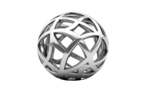 Intricate metallic sphere design with transparent background png