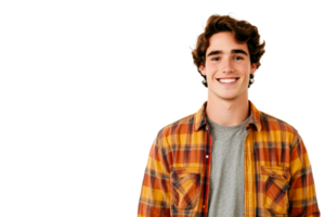Young man smiling in casual shirt with a warm expression png