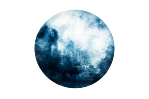 Artistic watercolor depiction of cloudy sky in circular shape png