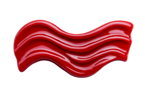 Red fluid wave shape, glossy and curved design element, cut out transparent png