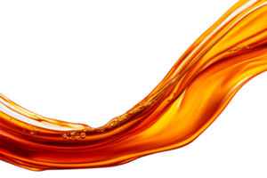 Orange Liquid Wave Swirl with Bubbles on Black Background, cut out transparent png