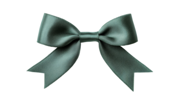 Satin ribbon bow isolated against solid black background, cut out transparent png