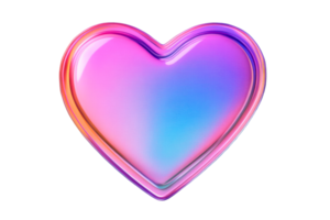 Multicolored glass heart with gradients and highlights, cut out transparent png