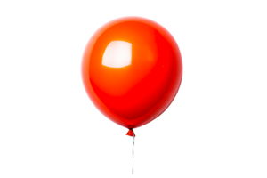 Red balloon isolated on black background, party decoration, cut out transparent png