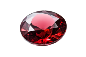 Sparkling red gemstone with elegant facets, precious ruby, cut out transparent png