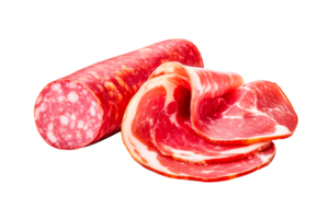salami palo con rebanado carne surtido, apetitoso presentación, cortar fuera transparente png
