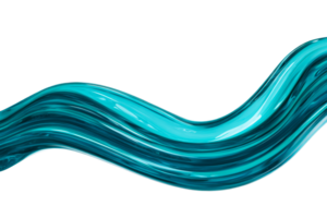 Blue fluid glossy wave shape abstraction, curve swirl ripple form, cut out transparent png