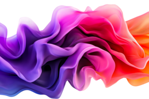 Abstract flowing colorful fabric dynamic design, wave texture, cut out transparent png