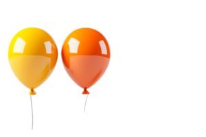 Two balloons of yellow and orange colors, cut out transparent png