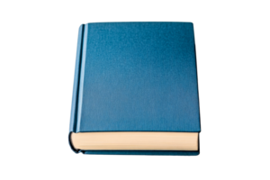 Closed book with blue cover, knowledge symbol, library, cut out transparent png