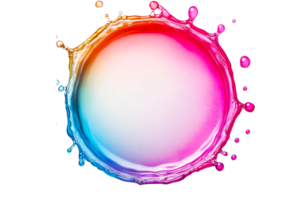 Multicolored fluid splash, vibrant liquid crown, isolated design element, cut out transparent png
