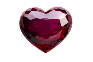 Ruby Heart Shape Gemstone on Black Background, cut out transparent png