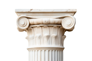 Ancient Ionic column, detail, architectural element, marble, cut out transparent png