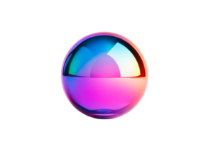 Abstract 3D sphere with colorful gradient, glossy, iridescent, cut out transparent png