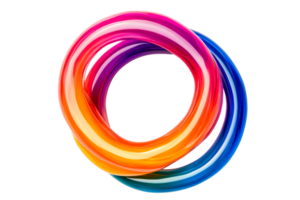 Abstract multicolored twisted torus shape, creative graphic element, cut out transparent png