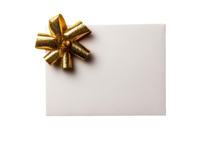 Gift box with gold bow on clear bg png