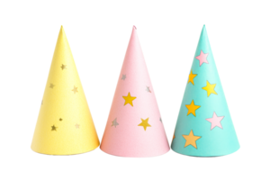 Colorful party hats on a transparent background png