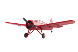 Vintage red airplane with propeller in focus png