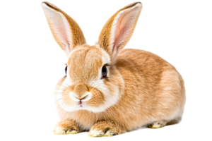Cute brown rabbit with large ears sitting quietly png