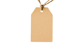 Blank kraft paper tag with twine string attached png