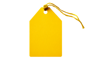 Bright yellow blank tag with string for labeling png