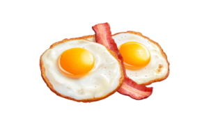 Delicious breakfast of eggs and bacon on a plate png