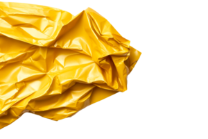 Yellow crumpled paper on clear backdrop png