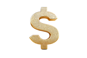 Golden dollar symbol on a transparent background png