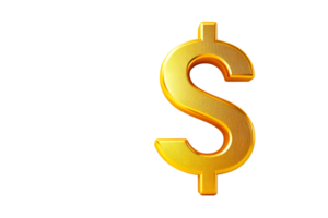 Golden dollar symbol on transparent background png